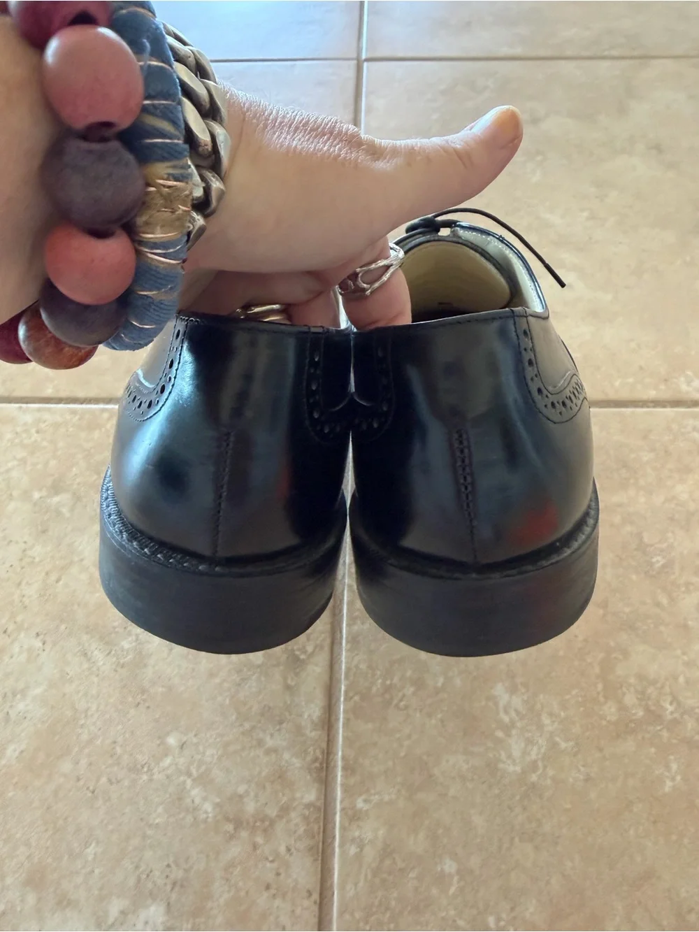 Bostonian Impressions USA Black Leather Brogue Cap Toe Oxfords 9.5